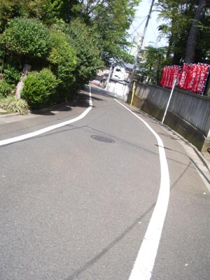 神戸坂（坂を下る途中の写真・右が中瀬天租神社）